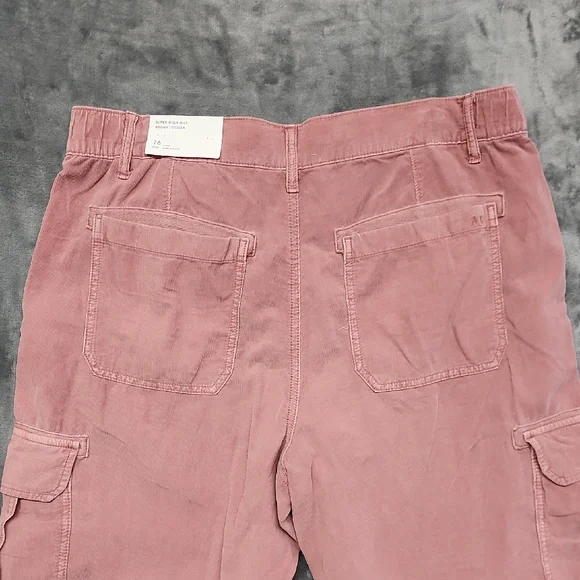 American Eagle Dusty Pink High-Rise Baggy Joggers Cargo sz16 - Picture 4 of 10